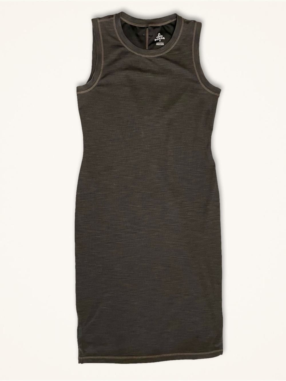 prAna Becksa Tank Midi Dress Brown Pink Stitch Ribbed Bodycon Medium